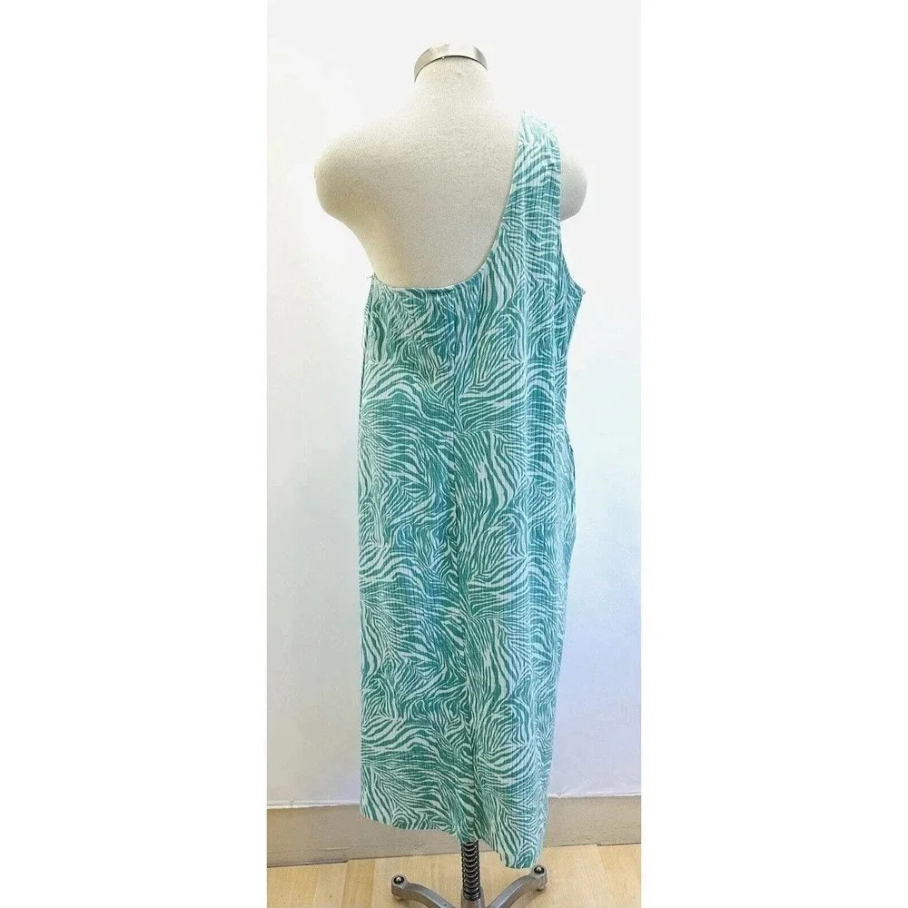 NWT NINE WEST Women Sleeveless Pullover One Shoulder Green Blue Dress Plus Sz 3X - Picture 6 of 12